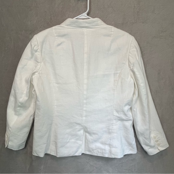 Banana Republic Women's White 100% Linen Blazer Sz 12 2 Button Front Coastal - Picture 9 of 15